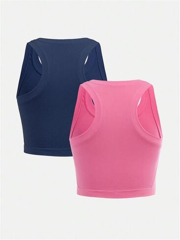 Milumia Girl's 2 Piece Racerback Tank Top Sleeveless Athletic Workout Dance Tops in Saudi Arabia