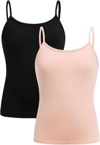 Girl's Lace Tank Tops Ribbed Knit Sleeveless Basic Tank Shirts Cute Camisole Tops in Saudi Arabia