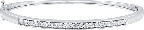 GILDED 1/10 CTtw Natural Diamond Bangle for Women | Sterling Silver Bangle | Fine Jewelry for Her | Timeless Design | Gift Box Included in Saudi Arabia