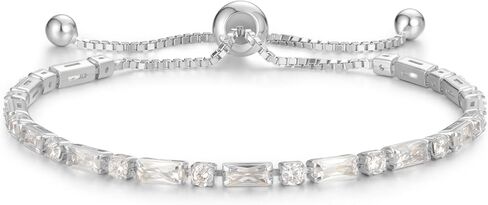 أساور التنس الفضية الفضية الاسترليني للنساء للنساء 2.5 * 5 مم تنس سوار بولو الأزياء مجوهرات هدايا عيد ميلاد للنساء أمي زوجة لها | حجم قابل للتعديل 9 " in Kuwait