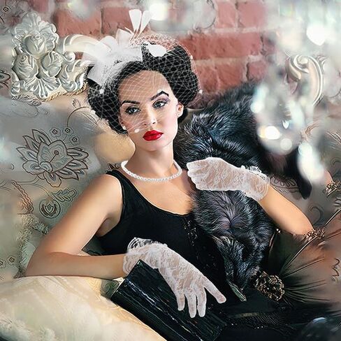 4 Pieces Fascinators Hat for Women,Fascinator Headband,Lace Gloves,Tea Party Attire,Tea Party Hats for Women with Glove,Cocktail Hat in Kuwait