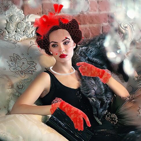 4 Pieces Fascinators Hat for Women,Fascinator Headband,Lace Gloves,Tea Party Attire,Tea Party Hats for Women with Glove,Cocktail Hat in Kuwait