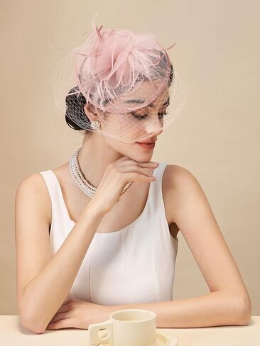 قبعات Sweetv Fascinators للنساء ، قبعات حفل شاي زهرة التول من أجل كنتاكي ديربي ، كوكتيل ، حفل زفاف ، حفلة فاخرة in Kuwait