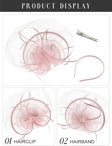 قبعات Sweetv Fascinators للنساء ، قبعات حفل شاي زهرة التول من أجل كنتاكي ديربي ، كوكتيل ، حفل زفاف ، حفلة فاخرة in Kuwait