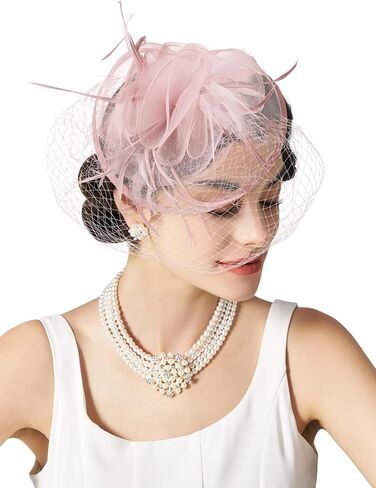 قبعات Sweetv Fascinators للنساء ، قبعات حفل شاي زهرة التول من أجل كنتاكي ديربي ، كوكتيل ، حفل زفاف ، حفلة فاخرة in Kuwait