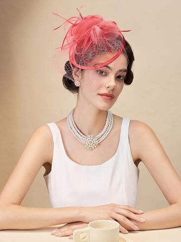 قبعات Sweetv Fascinators للنساء ، قبعات حفل شاي زهرة التول من أجل كنتاكي ديربي ، كوكتيل ، حفل زفاف ، حفلة فاخرة in Kuwait