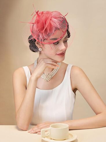 قبعات Sweetv Fascinators للنساء ، قبعات حفل شاي زهرة التول من أجل كنتاكي ديربي ، كوكتيل ، حفل زفاف ، حفلة فاخرة in Kuwait