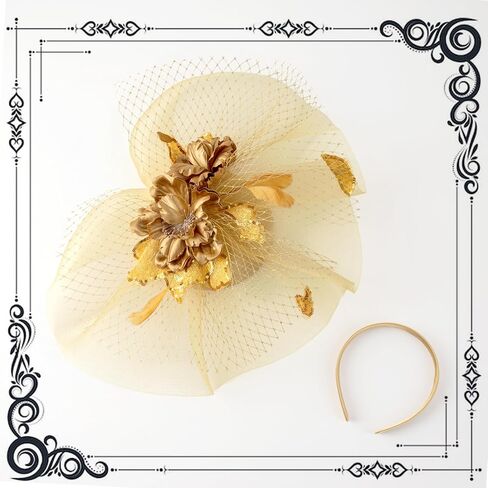 dressfan Womens Fascinator Church Derby Hats 20s Vintage Feather Headband for Derby/Wedding/Church/Tea Party in Kuwait