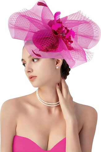 dressfan Womens Fascinator Church Derby Hats 20s Vintage Feather Headband for Derby/Wedding/Church/Tea Party in Kuwait
