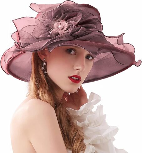 قبعة Lughinza fascinator - قبعة حفل زفاف شاي الزفاف الكنسية العريضة للسيدات in Saudi Arabia