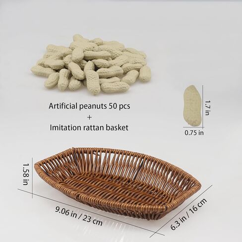 الفول السوداني الاصطناعي 50pcs مع سلة راتان مزيفة من الجوز in Kuwait
