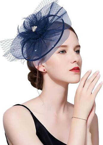 Kgromfy Women's Fascinator Derby Hats Vintage Tea Party Hat Church Cocktail Cocktail Wedding Adeval in Kuwait