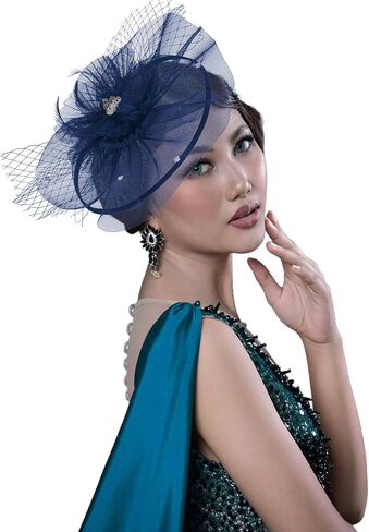 Kgromfy Women's Fascinator Derby Hats Vintage Tea Party Hat Church Cocktail Cocktail Wedding Adeval in Kuwait