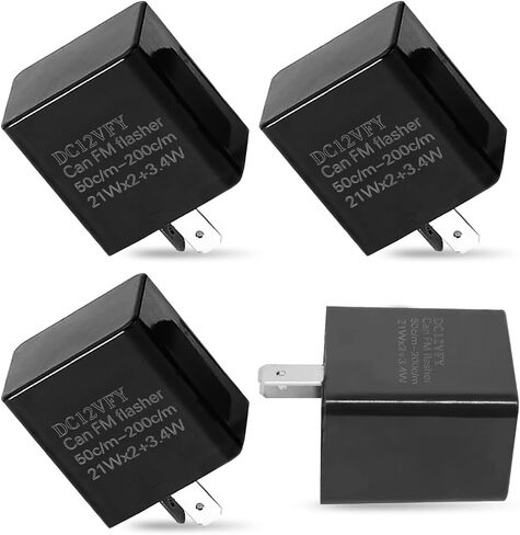 4 PCS 12V Speed Adjustable Flasher Relays, DC 2 Pin LED Flasher Relay, Plug and PlayTurn Signal Light Flashing Repair Flasher, Universal Hazard Warn Hyper Flash Relay, for Motorcycles (Black) in Saudi Arabia