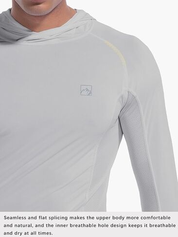 رجال UPF50+ قمصان هوديي حارس الطفح الجلدي طويل الأكمام الأشعة فوق البنفسجية حماية الشمس خفيفة الوزن السري in Kuwait