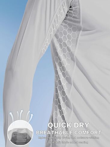 رجال UPF50+ قمصان هوديي حارس الطفح الجلدي طويل الأكمام الأشعة فوق البنفسجية حماية الشمس خفيفة الوزن السري in Kuwait