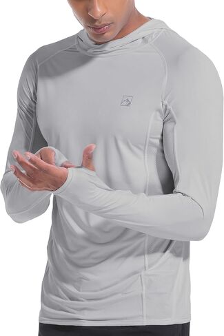 رجال UPF50+ قمصان هوديي حارس الطفح الجلدي طويل الأكمام الأشعة فوق البنفسجية حماية الشمس خفيفة الوزن السري in Kuwait