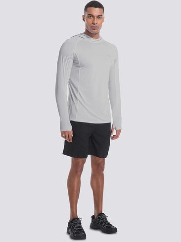 رجال UPF50+ قمصان هوديي حارس الطفح الجلدي طويل الأكمام الأشعة فوق البنفسجية حماية الشمس خفيفة الوزن السري in Kuwait