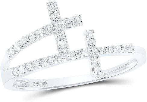 المجوهرات بواسطة Lux 10kt أصفر أو أبيض الذهب الماس الصليب عبر الزفاف خاتم الذكرى السنوية in Kuwait