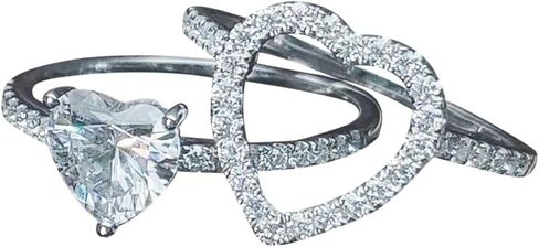DOCCESTU 925 Sterling Silver Women's Heart Shaped Bridal Engagement Ring Set Sterling Silver Halo Wedding Commitment Ring Cubic Zirconia Cz Women's Anniversary Ring Size 6 in Kuwait