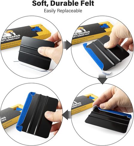 Gomake Vinyl Squeegee Buffer 30pcs مساواة مقطوعة من ألياف الدقيقة من الألياف الدقيقة للتطبيق فينيل/PPF الجاف (الأرجواني) in Kuwait