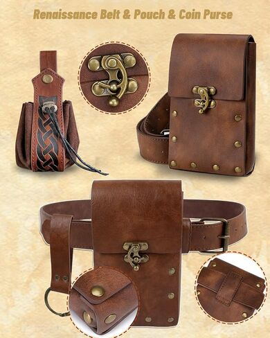 Renaissance Costume Women Ren Faire Outfit Medieval Skirt Dress with Corset Belt Pouch Coin Purse Skirt Hike 7PC in Saudi Arabia