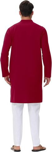 NANAMEEI Mens Kaftan Button Down Men Kurta Thobe Long Sleeve Robe Cotton Linen Muslim Caftan M-3XL in Kuwait