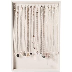 14 Hooks Necklace Holder Organizer Tray,Beige Velvet Necklace Storage Jewelry Displays for Selling.