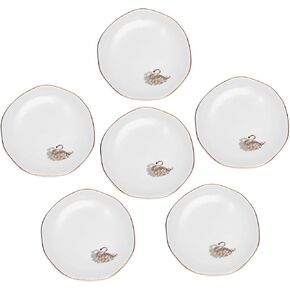 Shappy 6 Pcs Ceramic Jewelry Tray 4.5 in Ring Dish Decorative Trinket Dish for Earrings Necklaces Bracelet Key Wedding Gifts Women(Round)