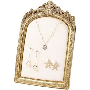 Vintage Jewelry Display Tray Baroque Jewelry Photography Props Frame Organizer Stand with Velvet Backing Necklace Earring Holder for Women Gifts Wedding