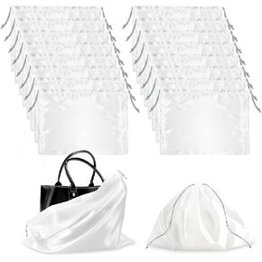 16pcs Purse Covers for Dust and Storage, Dust-Proof Silk Bags with Drawstring, Drawstring Bags Travel Pouches for Handbags Shoes Purses Boots(Black)