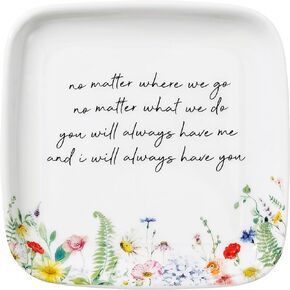 Crisky Mothers Day Gifts for Mom from Daughter, Happy Birthday Gift Ideas for Mom/Grandma, Remember I Love You Mom Flower Jewelry Tray Trinket Ring Dish with Gift Box for Thanksgiving Christmas