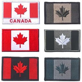 Canada Flag Tactical Patch, Antrix 6 Pack Canadian Flag Patches Tactical Maple Leaf Tags Patch Full Embroidered Border Canada Military Uniform Emblem Patches