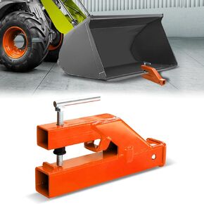 Clamp On Trailer Hitch Receiver 2 Inch Ball Mount Adapter for Tractor Bucket Fits All 2" Hook Inserts, Black
