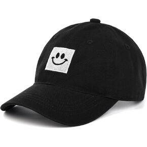 Smiley Face Baseball Cap for Toddler Boys Girls,Adjustable Kids Washed Cotton Cute Dad Hat