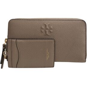 Tory Burch Womens146471 Pebble Leather Thea Zip Around Continental Wallet With ID Card Case, (Black)