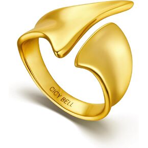 Cicy Bell Womens 18k Gold Plated Open Rings Asymmetrical Chunky Stackble Statement Rings Band Trendy Birthday Jewelry Gifts