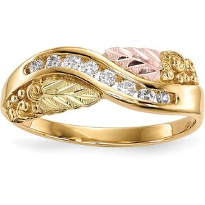 Avariah 10k Tri-Color Black Hills Gold Diamond Ring - Ring Size 7.0