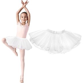 White Tutu Toddler - 4-Layer Fluffy Tulle Ballet Skirt for Baby Girls, Princess Dress for Birthday Party Photography