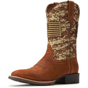 SUREWAY Cowboy Boots For Men - Mens Square Toe Western Boot With Flag,Oil/Slip Resistant,Durable Fashionable Classic Pull on Boots
