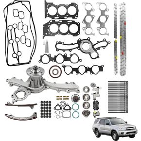 طقم سلسلة التوقيت مع مضخة المياه والطوق الكاملة براغي الرأس تناسب 2003-2015 Toyota 4runner Tacoma Tundra FJ Cruiser 4.0 DoHC 1Grfe استبدال 1610009471 170-3940 13506-AD010