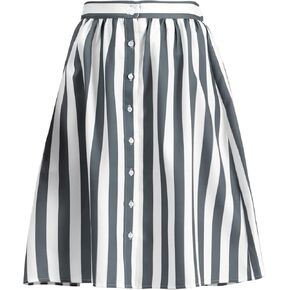 Allegra K Women's Striped Button Front Elastic Back Waist A-Line Midi Skirt in Kuwait