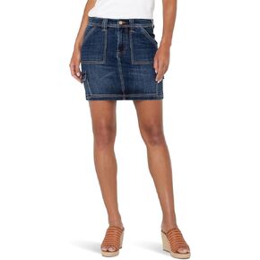 Liverpool Women's Triple Needle Mid-Rise Denim Cargo Skirt