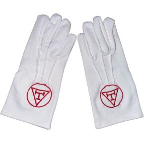 Masonic Royal Arch Gloves With Machine Embroidery 100% Cotton