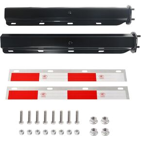 Chrome Straight Spring Loaded Mud Flap Hanger Bracket Set 2.5" Bolt Spacing (2-1/2"), 30" Length with Aluminum Reflective Tapes fit for Semi Trucks, 2 pcs