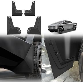 BestEvMod Upgrade Mud Flaps Splash Guards Compatible with Tesla Cybertruck 2025 2024 Splash Fender OEM Style ABS Winter Sediment Dirt Protection Set of 4 No Need to Drill Full Cover (Upgraded V2)