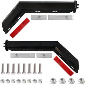 Pair Black Angled Mud Flap Hanger Bracket for Semi Truck, 30’’ Length 1-1/8" Bolt Spacing, Heavy-Duty Spring-Loaded Hangers Equipped with Reflective Strip Sticker (Bolt Spacing 1-1/8")