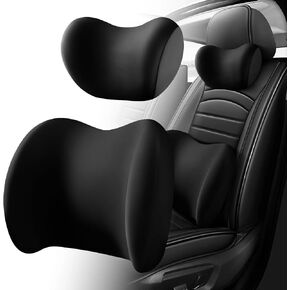 Car Headrest & Lumbar Support Cushion, 2025 New Ergonomic Car Seat Headrest & Lumbar Cushion,Memory Foam & Breathable Removable Cover for Neck Back Pain Relief, Black