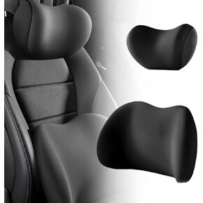Car Headrest & Lumbar Support Cushion, 2025 New Ergonomic Car Seat Headrest & Lumbar Cushion,Memory Foam & Breathable Removable Cover for Neck Back Pain Relief (Black)