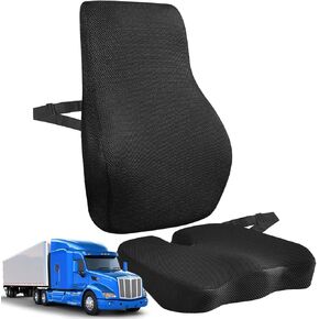 Car Seat Cushion & Back for Most Semi Truck Models, Compatible with Freightliner Volvo Kenworth Peterbilt, Driver Seat Cover for Semi Truck